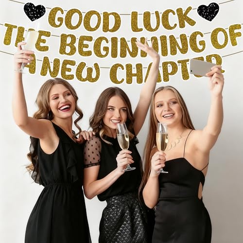 Gold Glitter Good Luck Banner Garland - 3 Pcs Farewell Decorations