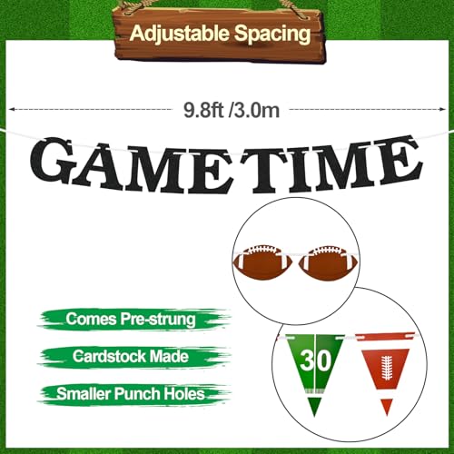 Football Party Decorations Banner Set - 3-Pack Pre-Strung Decor