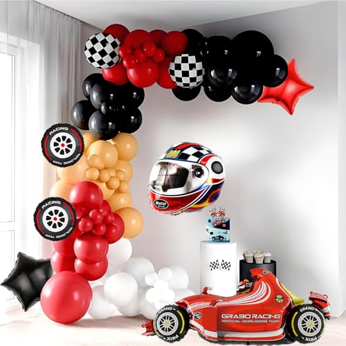 F1 Race Car Balloon Set - 8-Piece Birthday Party Decorations Kit
