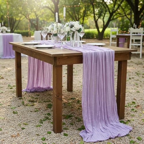 Lilac Purple Cheesecloth Table Runner 120 Inch Boho Wedding Decor - 8 Pack