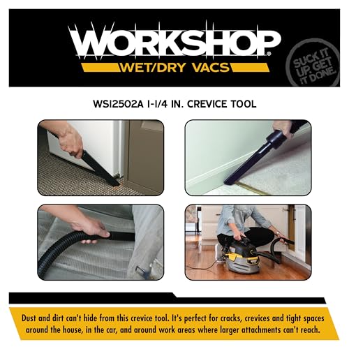 WORKSHOP Wet/Dry Vac Crevice Tool 1-1/4-Inch Vacuum Attachment for Tight Spaces