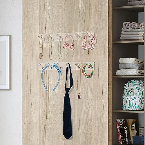 MaxGear Acrylic Wall Jewelry Organizer, 6-Hook Necklace Holder (2-Pack)