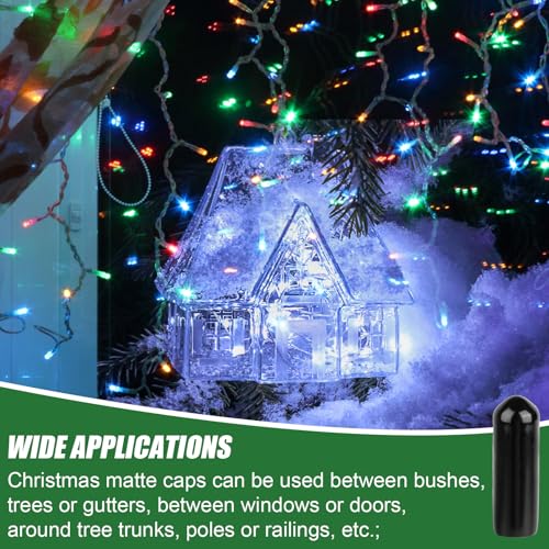 200pcs Black No Glow Caps for String Lights, Christmas Outdoor Yard Decor