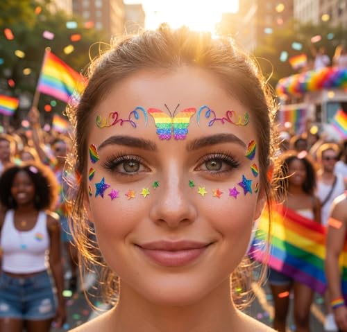 Pride Temporary Tattoos & Rainbow Stickers LGBTQ Party Favors Pack