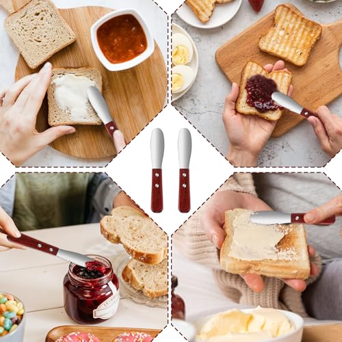 Ouligay Stainless Steel Butter Spreader Knife Set - 2 Pcs with Wooden Handle for Easy Spreading