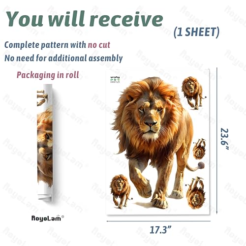 RoyoLam Walking Lion Wall Decal - Removable Jungle Animal Nursery Decor