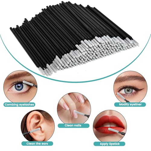 AUUTI 200 Pcs Disposable Micro Brushes & Mascara Wands for Eyelash Extensions