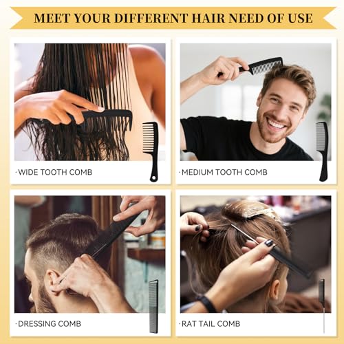 Professional Hair Comb Set 4PCS Carbon Heat-Resistant Styling Combs