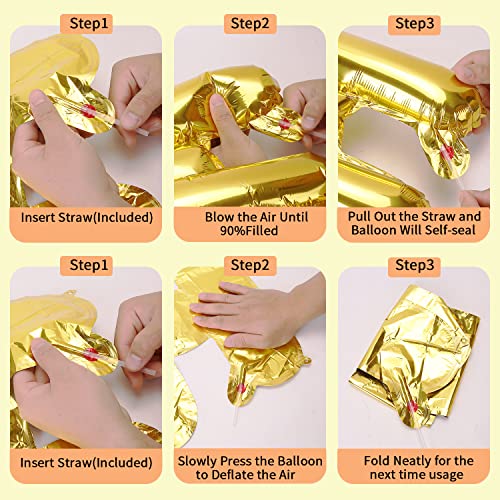 Accevo 16-Inch Gold Happy Birthday Foil Balloon Banner Set