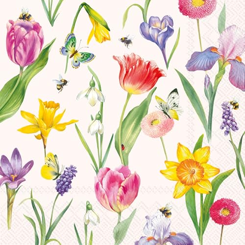 IHR Spring Awakening 3-Ply Paper Lunch Napkins, 6.5" x 6.5", 20-Count