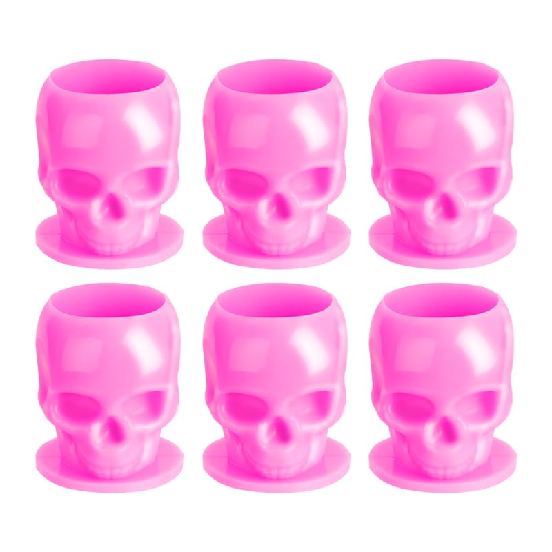 YILONG 50Pcs Pink Skull Tattoo Ink Caps with Stable Base