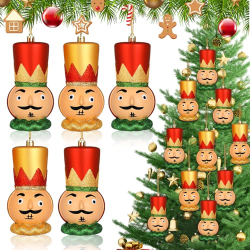 Christmas Nutcracker Ornaments Set - 10 Glitter Holiday Tree Decorations - 4 Inches - Variations Include Nutcracker