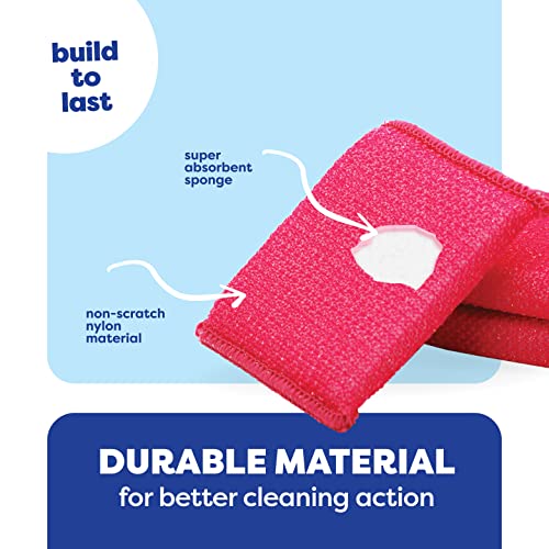 SCRUBIT Non-Scratch Multi-Purpose Scouring Pads - 6 Pack in Blue, Red, Green