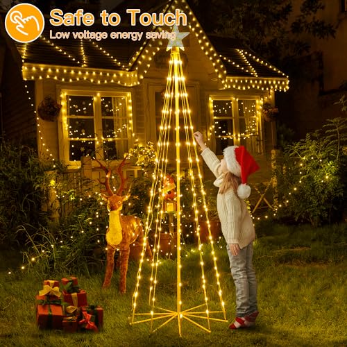 Ollny Christmas Tree Lights, 5ft 140 LED Warm White String Lights with 8 Modes