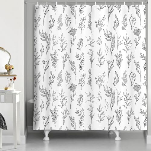 Drgilau Vintage Botanical Floral Shower Curtain Set - 48" x 72" White
