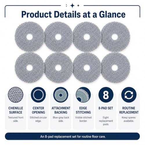 8 Pack Microfiber Mop Pads for Roborock Qrevo & Saros 10R