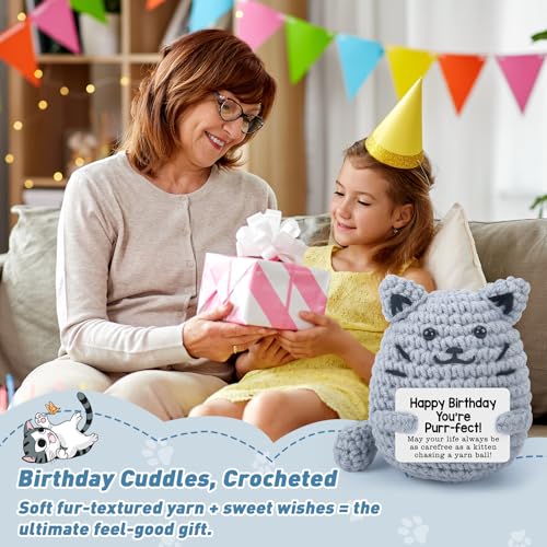 Hand-Crocheted Gray Cat Birthday Gift - Charming Decor