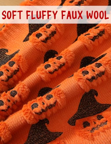 Halloween Pillow Covers Set of 2 - Double-Sided Faux Fur, 18x18