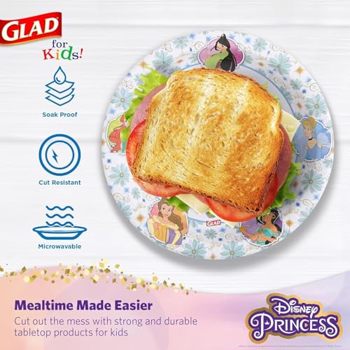 Glad Disney Princess Disposable Paper Plates, 8.5 in, 40 Ct