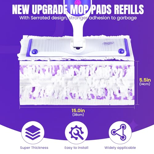 QuikMoprit 12 Pack Power Mop Refills for Swiffer - Multi-Surface Cleaning Pads