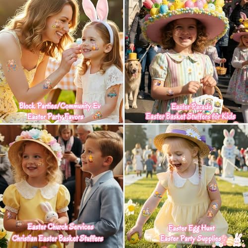 AIRNOGO Easter Temporary Tattoos for Kids 60 Pcs Basket Stuffers