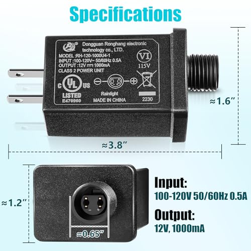 12V 1A Replacement Inflatable Power Supply Adapter - Waterproof Class 2