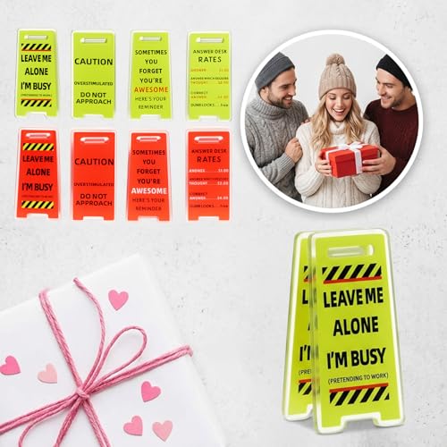 8-Pack Funny Desk Signs - Caution Overstimulated Office Decor