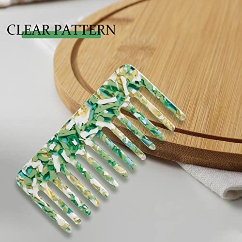 Cellulose Wide Tooth Detangling Comb 2 Pack - Green Hair Comb