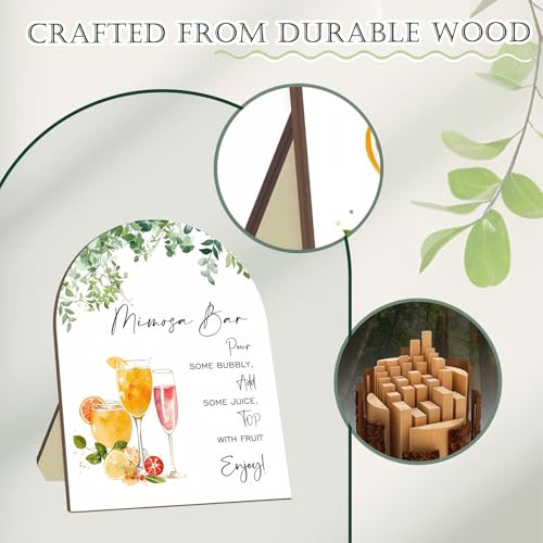 Mimosa Bar Sign - 10x8 Freestanding Wooden Tabletop Drink Guide