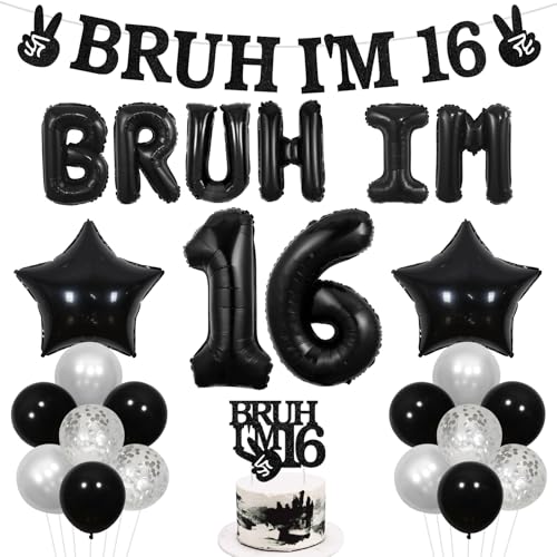 Bruh I'm 16 Birthday Party Decorations Set for Teen Boys