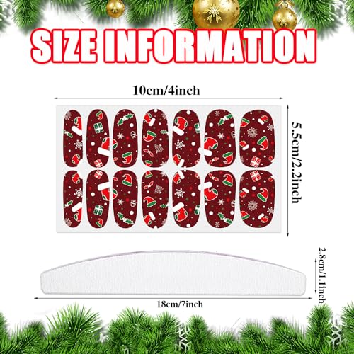WOKOTO 12 Sheets Christmas Nail Polish Strips - Festive Holiday Full Wraps