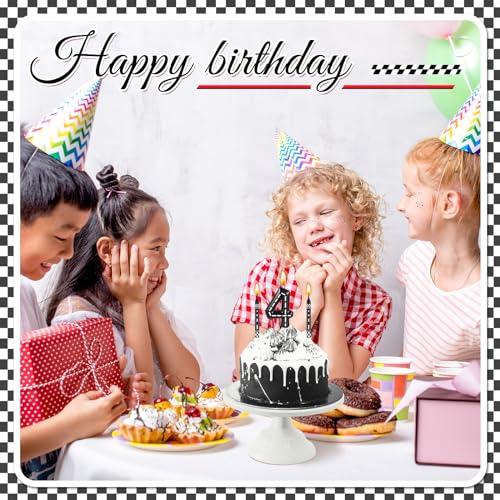 Racing Car Birthday Candles Set - 13 Pcs Black & White Checkered