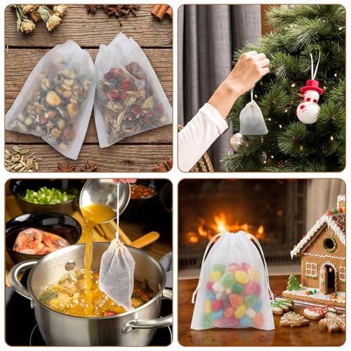 100 Disposable Tea Bags for Loose Leaf Tea - 3.15x3.94 Inches