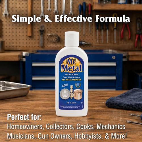 Mr. Metal Non-Abrasive Metal Polish - 8 oz Tarnish Remover for Silver, Brass, Copper & More