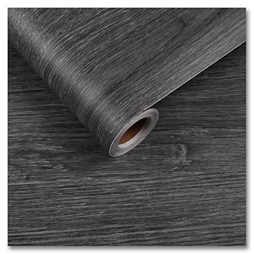 CRE8TIVE Dark Grey Wood Contact Paper, 12" x 80" Waterproof Vinyl Wallpaper