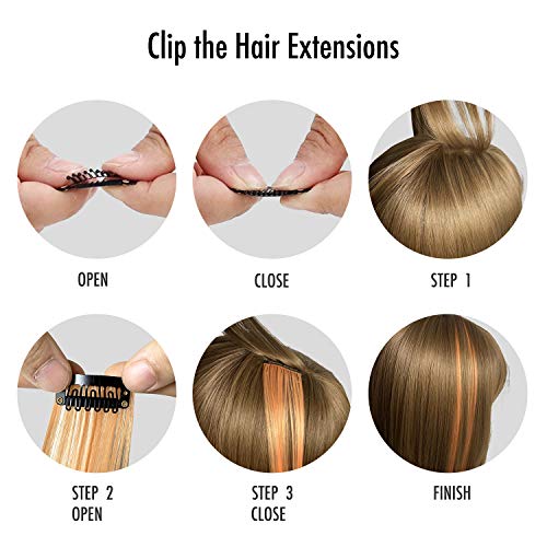 Onas Hot Pink Clip-In Hair Extensions 20 Inch Straight Synthetic 12pcs