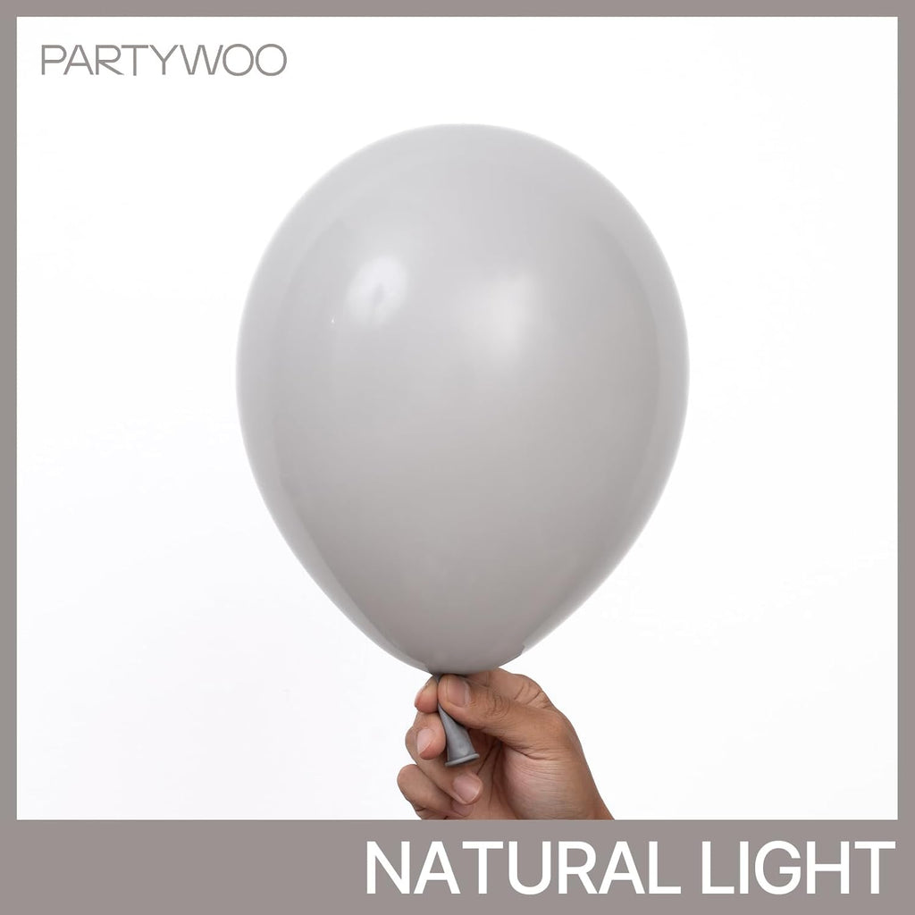 PartyWoo Gray Balloons - 152-Piece Matte Gray Latex Balloon Arch Kit for Baby Showers & Weddings | 5-12 Inch Sizes