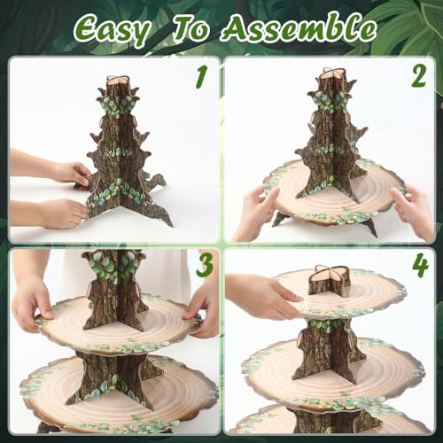 Woodland Cupcake Stand - 3-Tier Rustic Dessert Display for Baby Showers