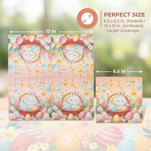 Easter Bunny & Eggs Paper Napkins - 50 Pcs Disposable Decor