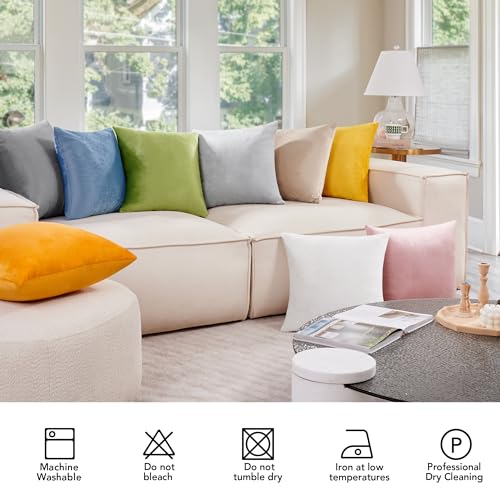 Deconovo Velvet Throw Pillow Covers - 24x24 Inch, Soft Grey, 2 Pack