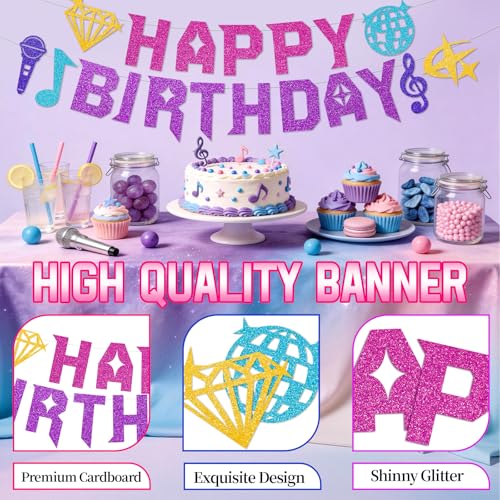 Kpop Hunter Birthday Banner, Pre-Strung Glitter Party Garland for Fans