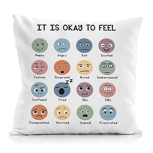 Emotions Pillow Cover 18x18 - Cozy Flannel Design for Kids Rooms