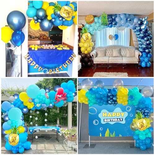 147pcs Cartoon Pineapple Balloon Arch Kit - Blue & Yellow