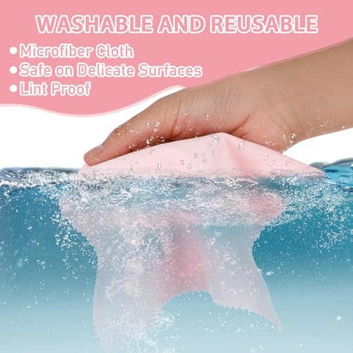 Andibro 10 Pcs Pink Microfiber Eyeglass Cleaning Cloths