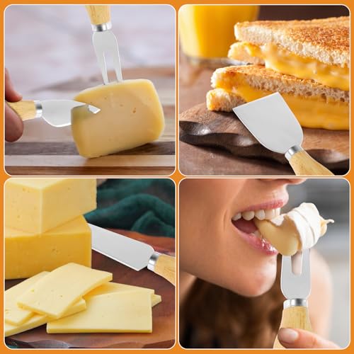 16-Piece Cheese Knife Set with Wooden Handles - Stainless Steel Kitchen Utensils