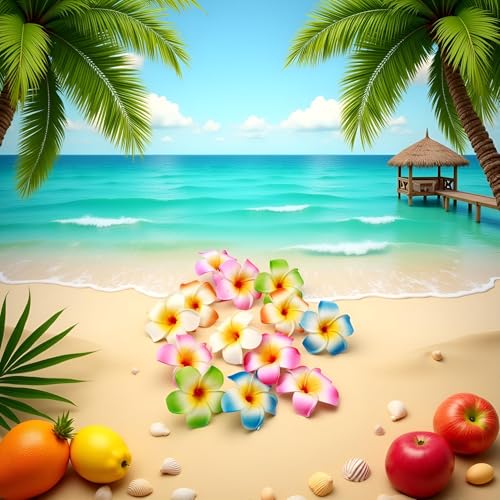 Hawaiian Plumeria Flower Hair Clips 7cm Multicolor Tropical Hair Barrettes 10 Pack