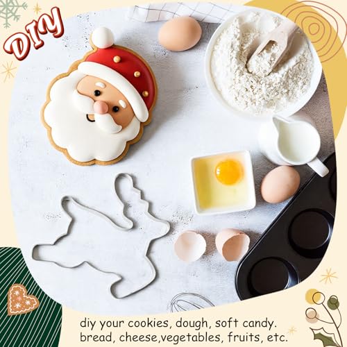 Christmas Cookie Cutters Set - Extra Large 8 Inch Classic Holiday Shapes - Santa, Stocking, Mitten, Bell, Tree, Reindeer - 6 Piece