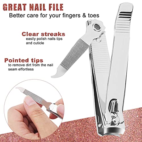 Tranchou Stainless Steel Nail Clipper Set with Built-in File, Large and Small