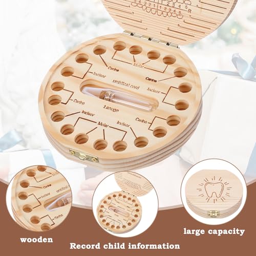 Wooden Baby Tooth Fairy Box - Keepsake Organizer with Tweezers