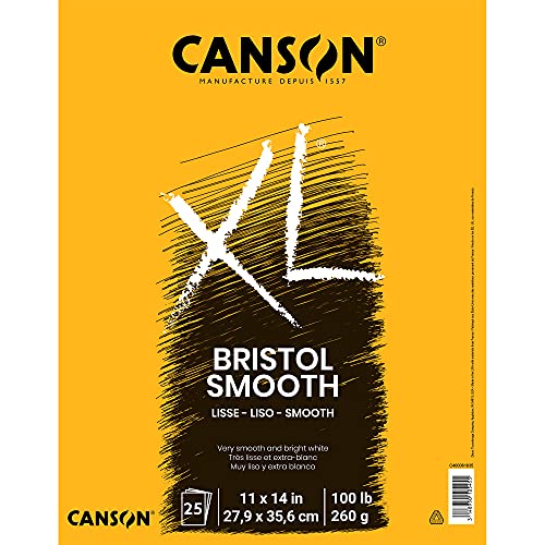 Canson XL Bristol Paper Pad, Smooth Finish, 11x14 Inches, 25 Sheets